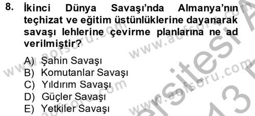Siyasi Tarih 2 Dersi 2012 - 2013 Yılı (Vize) Ara Sınav Soruları 8. Soru