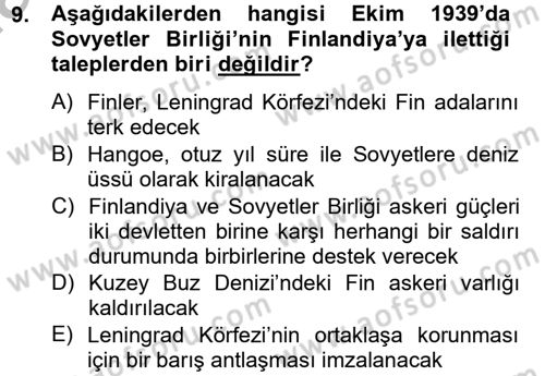 Siyasi Tarih 2 Dersi 2012 - 2013 Yılı (Vize) Ara Sınav Soruları 9. Soru