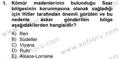 Siyasi Tarih 2 Dersi 2012 - 2013 Yılı (Final) Dönem Sonu Sınav Soruları 1. Soru