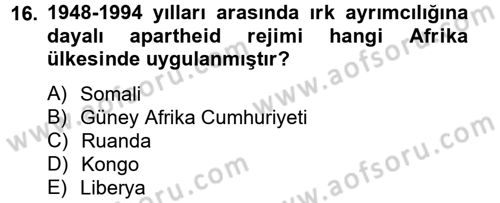 Siyasi Tarih 2 Dersi 2012 - 2013 Yılı (Final) Dönem Sonu Sınav Soruları 16. Soru