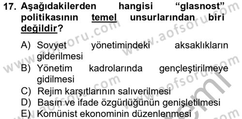 Siyasi Tarih 2 Dersi 2012 - 2013 Yılı (Final) Dönem Sonu Sınav Soruları 17. Soru