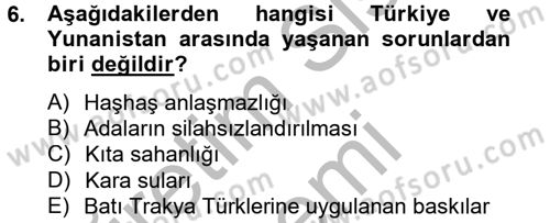 Siyasi Tarih 2 Dersi 2012 - 2013 Yılı (Final) Dönem Sonu Sınav Soruları 6. Soru