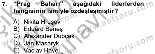 Siyasi Tarih 2 Dersi 2012 - 2013 Yılı (Final) Dönem Sonu Sınav Soruları 7. Soru