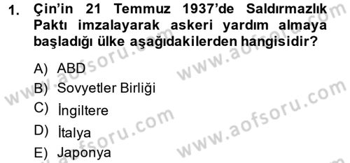 Siyasi Tarih 2 Dersi 2013 - 2014 Yılı (Vize) Ara Sınav Soruları 1. Soru