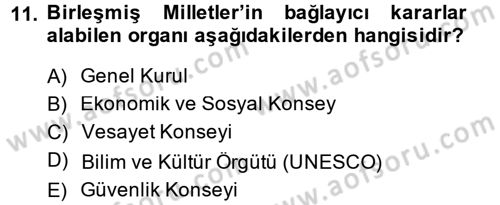 Siyasi Tarih 2 Dersi 2013 - 2014 Yılı (Vize) Ara Sınav Soruları 11. Soru