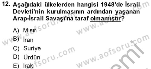 Siyasi Tarih 2 Dersi 2013 - 2014 Yılı (Vize) Ara Sınav Soruları 12. Soru