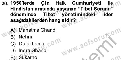 Siyasi Tarih 2 Dersi 2013 - 2014 Yılı (Vize) Ara Sınav Soruları 20. Soru