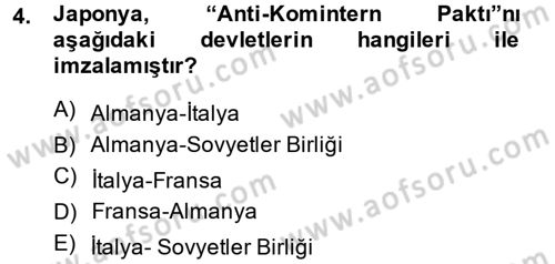 Siyasi Tarih 2 Dersi 2013 - 2014 Yılı (Vize) Ara Sınav Soruları 4. Soru