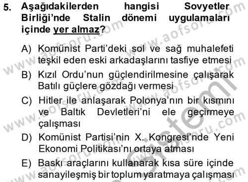 Siyasi Tarih 2 Dersi 2013 - 2014 Yılı (Vize) Ara Sınav Soruları 5. Soru