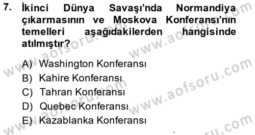 Siyasi Tarih 2 Dersi 2013 - 2014 Yılı (Vize) Ara Sınav Soruları 7. Soru