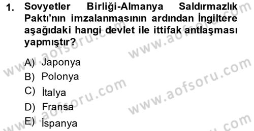 Siyasi Tarih 2 Dersi 2013 - 2014 Yılı (Final) Dönem Sonu Sınav Soruları 1. Soru