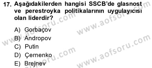 Siyasi Tarih 2 Dersi 2013 - 2014 Yılı (Final) Dönem Sonu Sınav Soruları 17. Soru