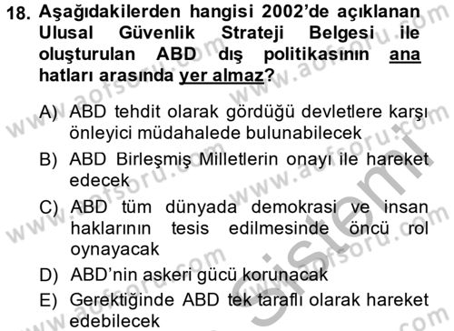 Siyasi Tarih 2 Dersi 2013 - 2014 Yılı (Final) Dönem Sonu Sınav Soruları 18. Soru
