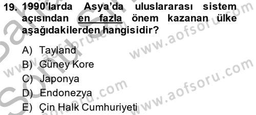 Siyasi Tarih 2 Dersi 2013 - 2014 Yılı (Final) Dönem Sonu Sınav Soruları 19. Soru
