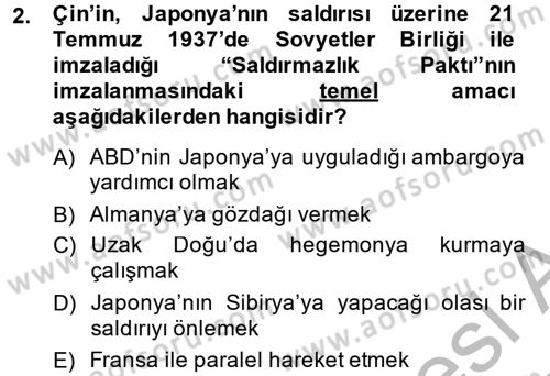 Siyasi Tarih 2 Dersi 2013 - 2014 Yılı (Final) Dönem Sonu Sınav Soruları 2. Soru