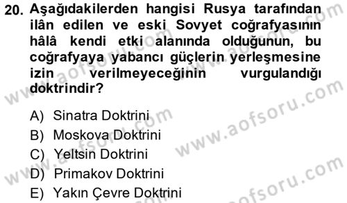 Siyasi Tarih 2 Dersi 2013 - 2014 Yılı (Final) Dönem Sonu Sınav Soruları 20. Soru