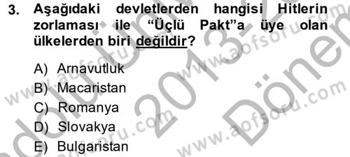 Siyasi Tarih 2 Dersi 2013 - 2014 Yılı (Final) Dönem Sonu Sınav Soruları 3. Soru