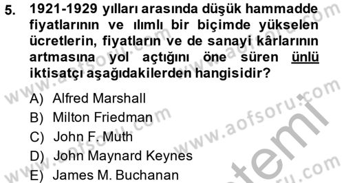 Siyasi Tarih 2 Dersi 2014 - 2015 Yılı (Vize) Ara Sınav Soruları 5. Soru