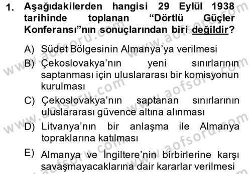 Siyasi Tarih 2 Dersi 2014 - 2015 Yılı (Final) Dönem Sonu Sınav Soruları 1. Soru