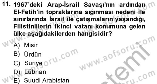 Siyasi Tarih 2 Dersi 2014 - 2015 Yılı (Final) Dönem Sonu Sınav Soruları 11. Soru