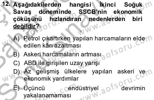 Siyasi Tarih 2 Dersi 2014 - 2015 Yılı (Final) Dönem Sonu Sınav Soruları 12. Soru