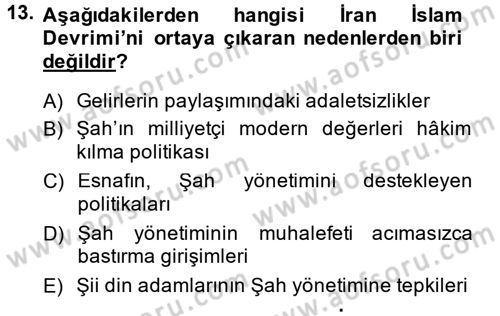 Siyasi Tarih 2 Dersi 2014 - 2015 Yılı (Final) Dönem Sonu Sınav Soruları 13. Soru