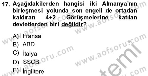 Siyasi Tarih 2 Dersi 2014 - 2015 Yılı (Final) Dönem Sonu Sınav Soruları 17. Soru