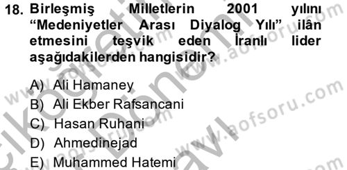 Siyasi Tarih 2 Dersi 2014 - 2015 Yılı (Final) Dönem Sonu Sınav Soruları 18. Soru