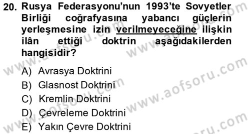 Siyasi Tarih 2 Dersi 2014 - 2015 Yılı (Final) Dönem Sonu Sınav Soruları 20. Soru