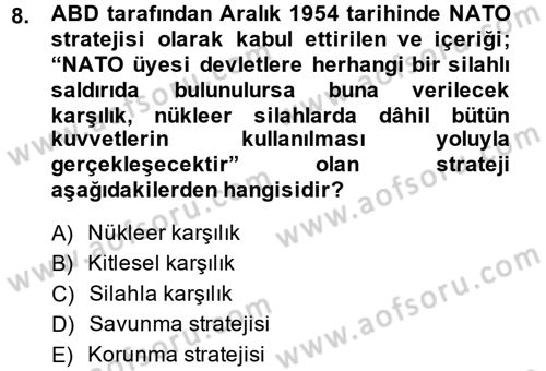 Siyasi Tarih 2 Dersi 2014 - 2015 Yılı (Final) Dönem Sonu Sınav Soruları 8. Soru