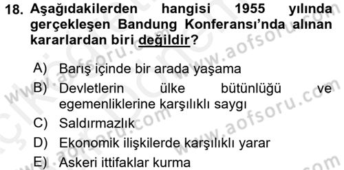 Siyasi Tarih 2 Dersi 2015 - 2016 Yılı (Vize) Ara Sınav Soruları 18. Soru