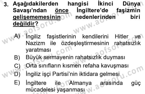 Siyasi Tarih 2 Dersi 2015 - 2016 Yılı (Vize) Ara Sınav Soruları 3. Soru