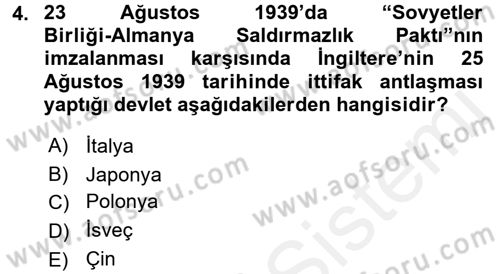 Siyasi Tarih 2 Dersi 2015 - 2016 Yılı (Vize) Ara Sınav Soruları 4. Soru