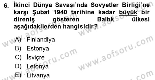 Siyasi Tarih 2 Dersi 2015 - 2016 Yılı (Vize) Ara Sınav Soruları 6. Soru
