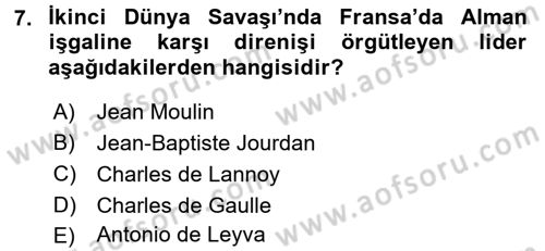 Siyasi Tarih 2 Dersi 2015 - 2016 Yılı (Vize) Ara Sınav Soruları 7. Soru