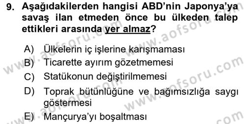 Siyasi Tarih 2 Dersi 2015 - 2016 Yılı (Vize) Ara Sınav Soruları 9. Soru