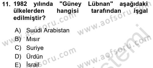 Siyasi Tarih 2 Dersi 2015 - 2016 Yılı (Final) Dönem Sonu Sınav Soruları 11. Soru