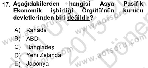 Siyasi Tarih 2 Dersi 2015 - 2016 Yılı (Final) Dönem Sonu Sınav Soruları 17. Soru