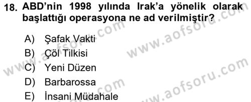 Siyasi Tarih 2 Dersi 2015 - 2016 Yılı (Final) Dönem Sonu Sınav Soruları 18. Soru