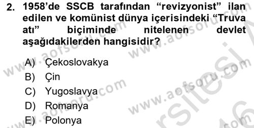 Siyasi Tarih 2 Dersi 2015 - 2016 Yılı (Final) Dönem Sonu Sınav Soruları 2. Soru