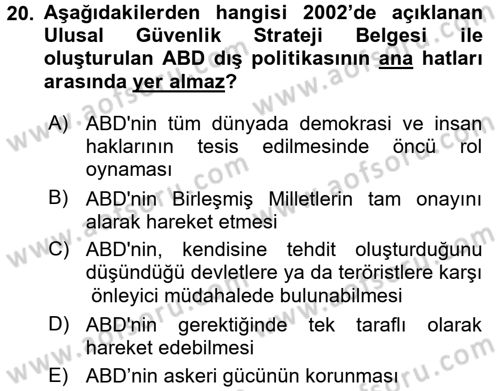 Siyasi Tarih 2 Dersi 2015 - 2016 Yılı (Final) Dönem Sonu Sınav Soruları 20. Soru