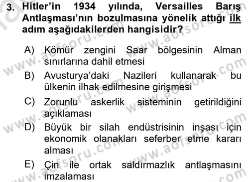Siyasi Tarih 2 Dersi 2015 - 2016 Yılı (Final) Dönem Sonu Sınav Soruları 3. Soru