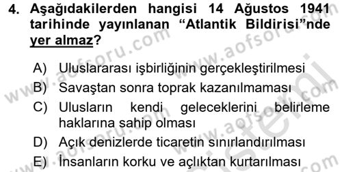 Siyasi Tarih 2 Dersi 2015 - 2016 Yılı (Final) Dönem Sonu Sınav Soruları 4. Soru