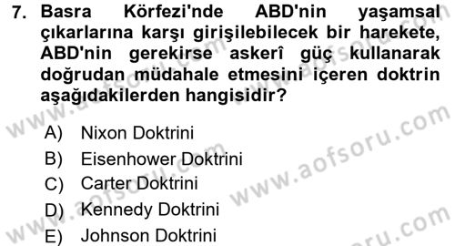 Siyasi Tarih 2 Dersi 2015 - 2016 Yılı (Final) Dönem Sonu Sınav Soruları 7. Soru