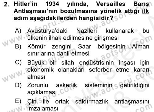 Siyasi Tarih 2 Dersi 2017 - 2018 Yılı 3 Ders Sınav Soruları 2. Soru