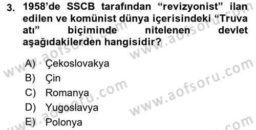 Siyasi Tarih 2 Dersi 2017 - 2018 Yılı 3 Ders Sınav Soruları 3. Soru