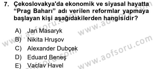 Siyasi Tarih 2 Dersi 2017 - 2018 Yılı 3 Ders Sınav Soruları 7. Soru