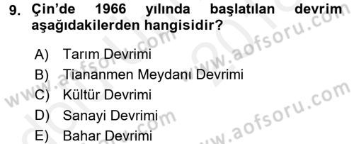 Siyasi Tarih 2 Dersi 2017 - 2018 Yılı 3 Ders Sınav Soruları 9. Soru