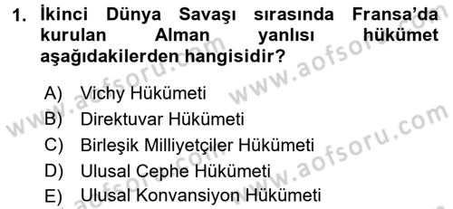 Siyasi Tarih 2 Dersi 2017 - 2018 Yılı (Final) Dönem Sonu Sınav Soruları 1. Soru