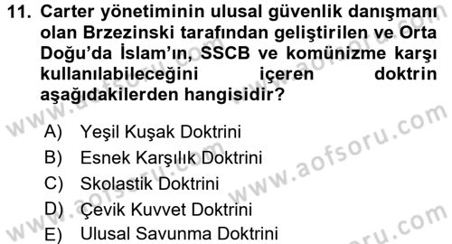 Siyasi Tarih 2 Dersi 2017 - 2018 Yılı (Final) Dönem Sonu Sınav Soruları 11. Soru